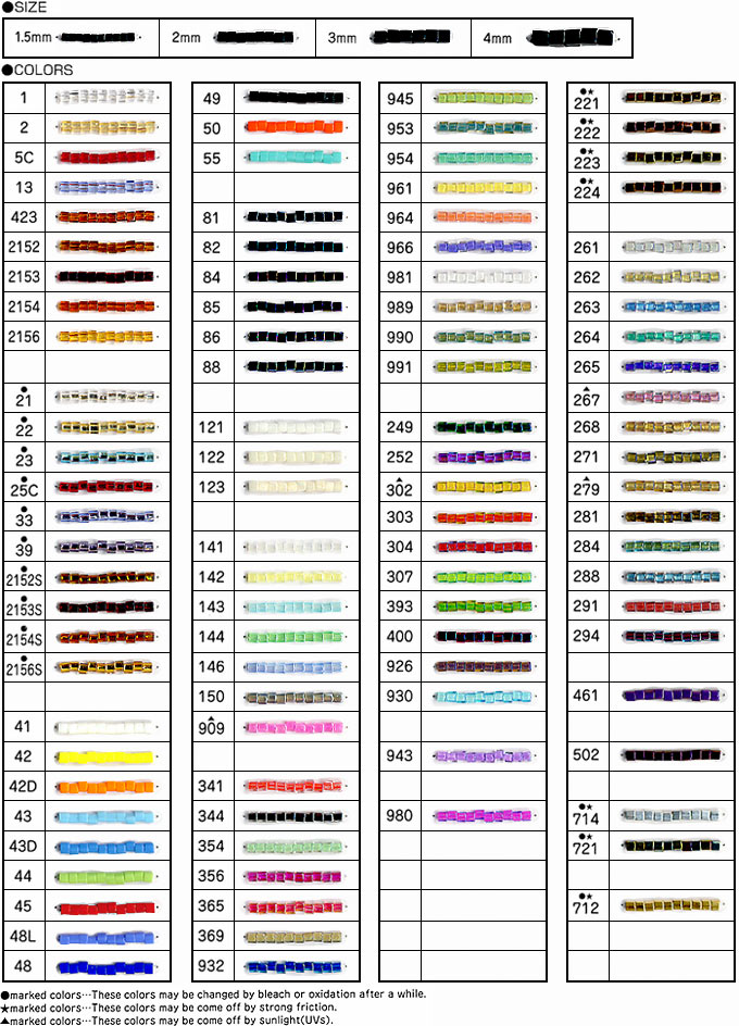 Toho Seed Beads Color Chart | vlr.eng.br