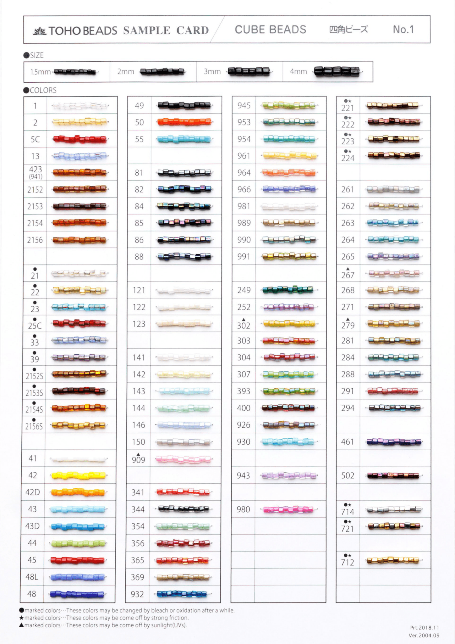 SAMPLE CARDS – TOHO BEADS